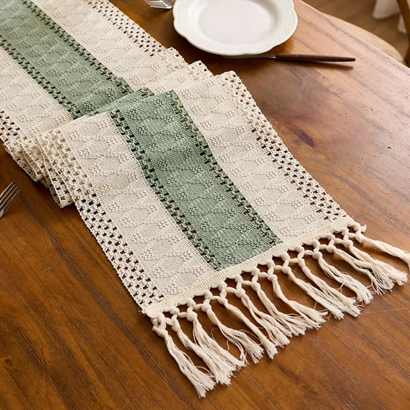 Boho Table Runner for Fall Home Decor with Tassels 72 Inches Long Farmhouse Rustic Table Runner Macrame Burlap Table Decoration for Living Room Bridal Shower