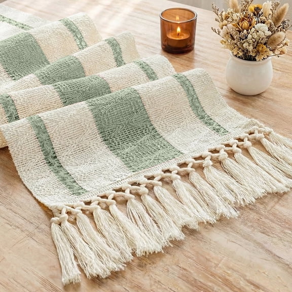 Boho Table Runner, Farmhouse Macrame Wedding Table Runner For Garden & Outdoor Decor, Summer And Autumn Bridal Shower Decor, Rustic Woven Cotton Crochet Lace With Tassels For Living Room, 72x12 Inch