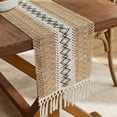 thumbnail image 1 of Boho Table Runner, Farmhouse Table Runners 72 Inches Long, Cotton Linen Rustic Table Runner, Macrame Table Decoration for Holiday Party, Wedding and Dining, 72 Inches, 1 of 5