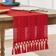 thumbnail image 1 of Boho Table Runner, Macrame Style Ivory Table Runners Farmhouse Woven Home Decor, 12x90 Inch, Red, 1 of 7