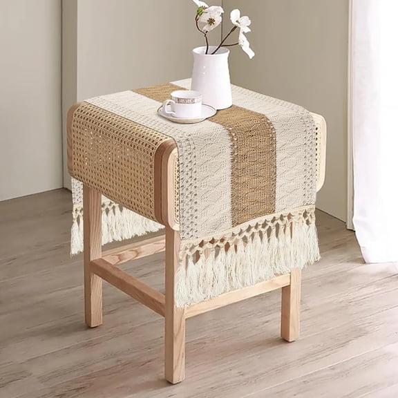 Boho Table Runner, Macrame Table Runner 36 Inches, Dresser Runner Scarf for Nightstand, Coffee Table, End Table, Dining Room, Bohemian Summer Dresser Decor