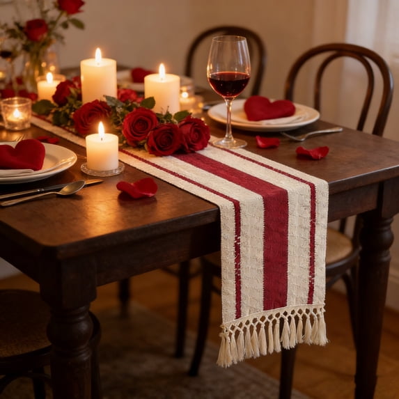 Boho Table Runner, Small Macrame Dresser Runner Scarf 12x72in for Nightstand, Coffee Table, End Table, Shabby Cottage Room Decor
