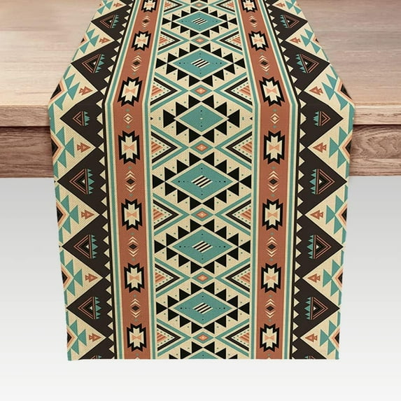 Boho Table Runner Southwestern Native Tribal American Ethnic Aztec Table Runners, Rustic Farmhouse Table Decor for Kitchen Dining Room Coffee Table 13 x 72 Inches