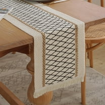 Boho Table Runner with Tassel, Farmhouse Rustic Table Runners, Macrame Table Runners for Dining Room, Wedding, Holiday Party, Home Decor (12x79 Inches)