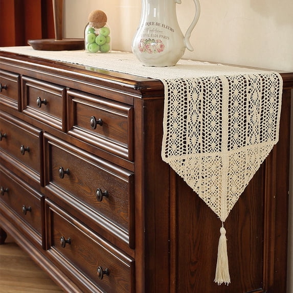 Boho Table Runner for Home Decor Long Table Runner Macrame Table Runner with Tassels for Dining Living Room Bedroom Bridal Shower