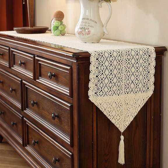 Boho Table Runner for Home Decor Long Table Runner Macrame Table Runner with Tassels for Dining Living Room Bedroom Bridal Shower