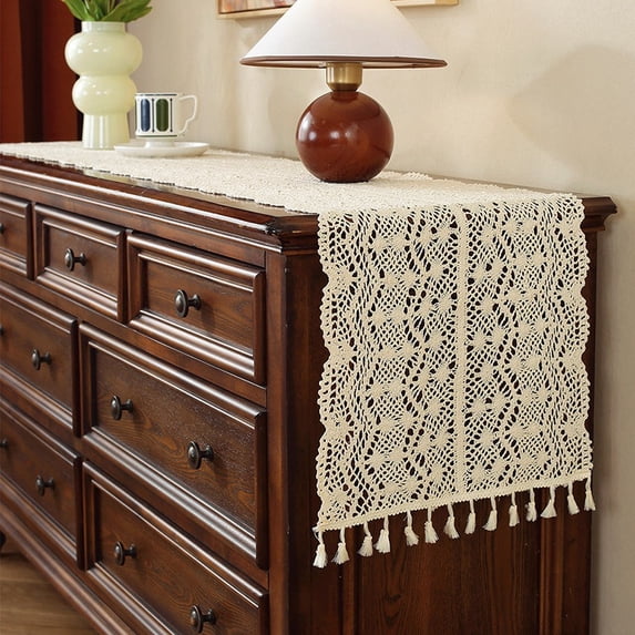 Boho Table Runner for Home Decor Long Table Runner Macrame Table Runner with Tassels for Dining Living Room Bedroom Bridal Shower