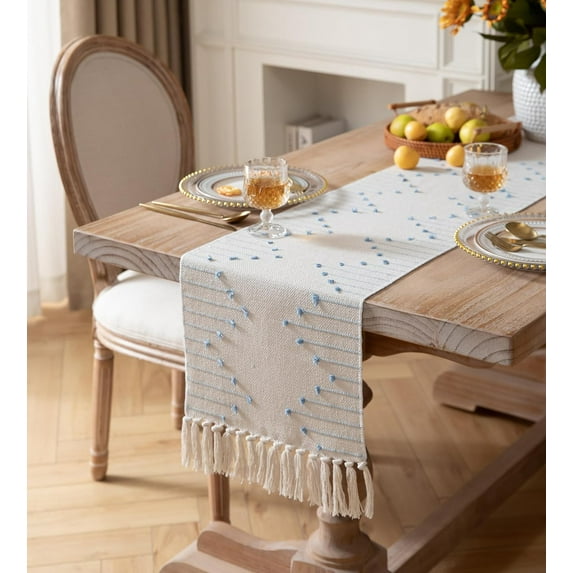 Boho Table Runner with Tassels for Home Dining Table décor, for Modern Farmhouse Decor 13 x 72 Inch