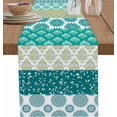 thumbnail image 1 of Boho Table Runners 72 inches Long Farmhouse Western Wedding/Coffee Table Runner Stripes Floral Bohemian Kitchen Dinning Table Linen Cloth for Party Indoor Outdoor Decor, Teal Green Aqua, 1 of 6