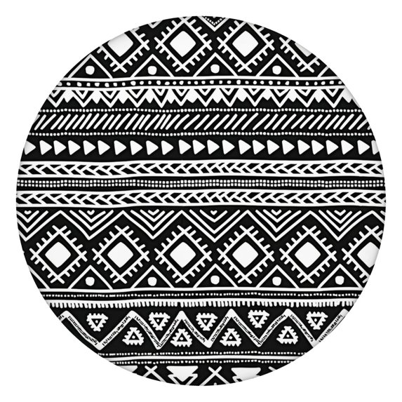 Boho Tablecloth 44 Inch Round, Floral Print Elastic for 38-42 Inch Tables, Tear Resistant Indoor Outdoor, Party Use
