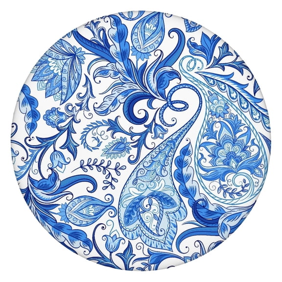 Boho Tablecloth Mandala Inspired Paisley Design Waterproof Round Cover with Elastic Fit and Durable Backing
