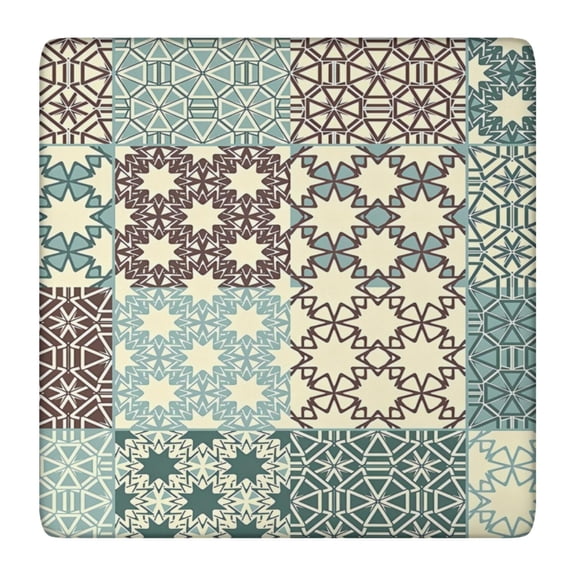Boho Tablecloth Square Artistic Home Accents, Waterproof Vinyl, Elastic Fitted, Backed for Dining Table, Patio, Camping