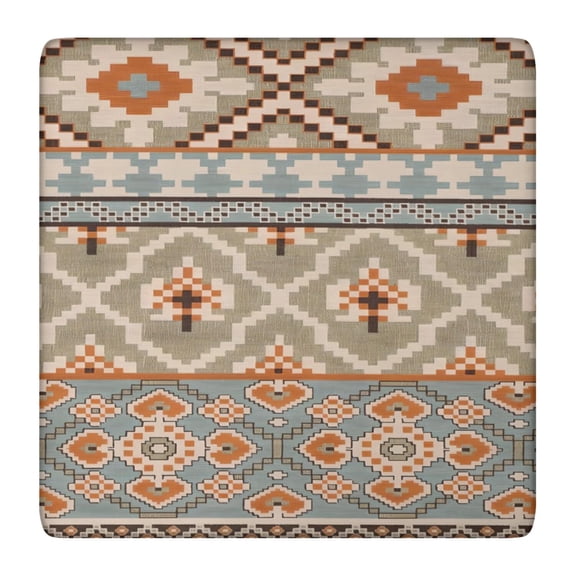 Boho Tablecloth Square Artistic Home Accents, Waterproof Vinyl, Elastic Fitted, Backed for Dining Table, Patio, Camping