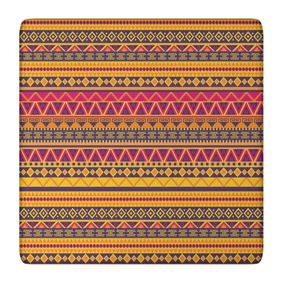 Boho Tablecloth Square Artistic Room Decor Style, Waterproof Vinyl, Elastic Fitted, Backed, Reusable, Spill-Resistant