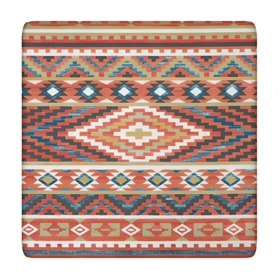 Boho Tablecloth Square Artistic Room Decor Style, Waterproof Vinyl, Elastic Fitted, Backed, Reusable, Spill-Resistant
