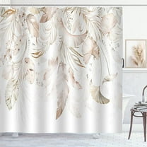 Boho Tan Leaf Shower Curtain Beige Brown Leaves Floral Shower Curtains For Bathroom Waterproof Polyester Fabric Bath Curtain With 12 Plastic Hooks 60"W x 72"L (Pack of 1)