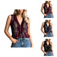 thumbnail image 1 of Boho Tank Tops for Women Summer Lightweight Mesh Half Zip Ruffle V Neck Sleeveless Shirt Casual Blouse, 1 of 6