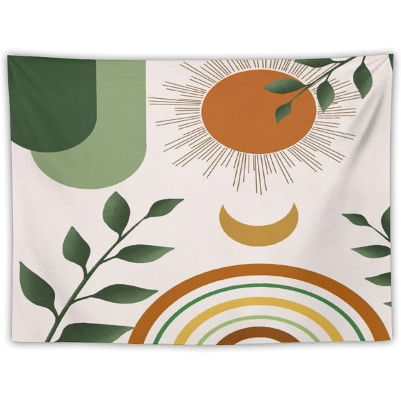 Boho Tapestry,Mid Century Abstract Stripes Leaf Sun Moon Theme Pattern Print Tapestries for Living Room Party Beach Picnic Blankets Tablecloths Wall Decor, 30x40 in