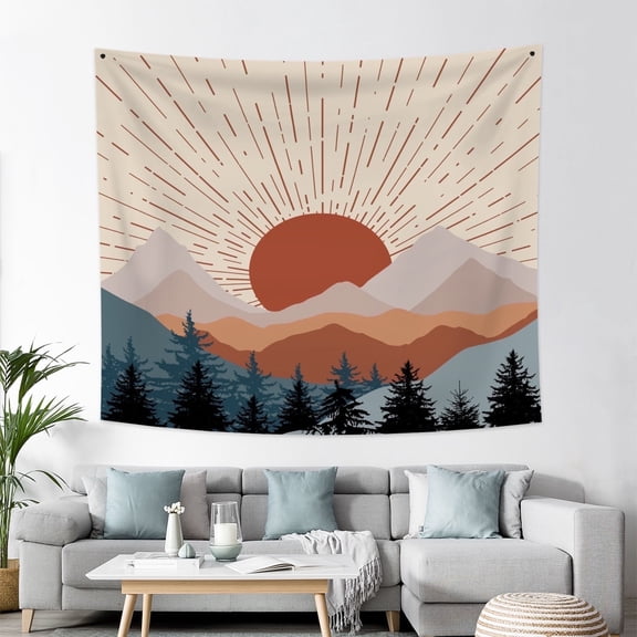 Boho Tapestry,Sunset Mountain Tapestry for Bedroom,Forest Tree Tapestry Wall Hanging Home Decor 50Wx60L