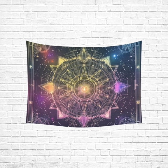 Boho Tarot Astrological Tapestry Bedspread Wall Art for Bathroom Living Room 40x30 Inches
