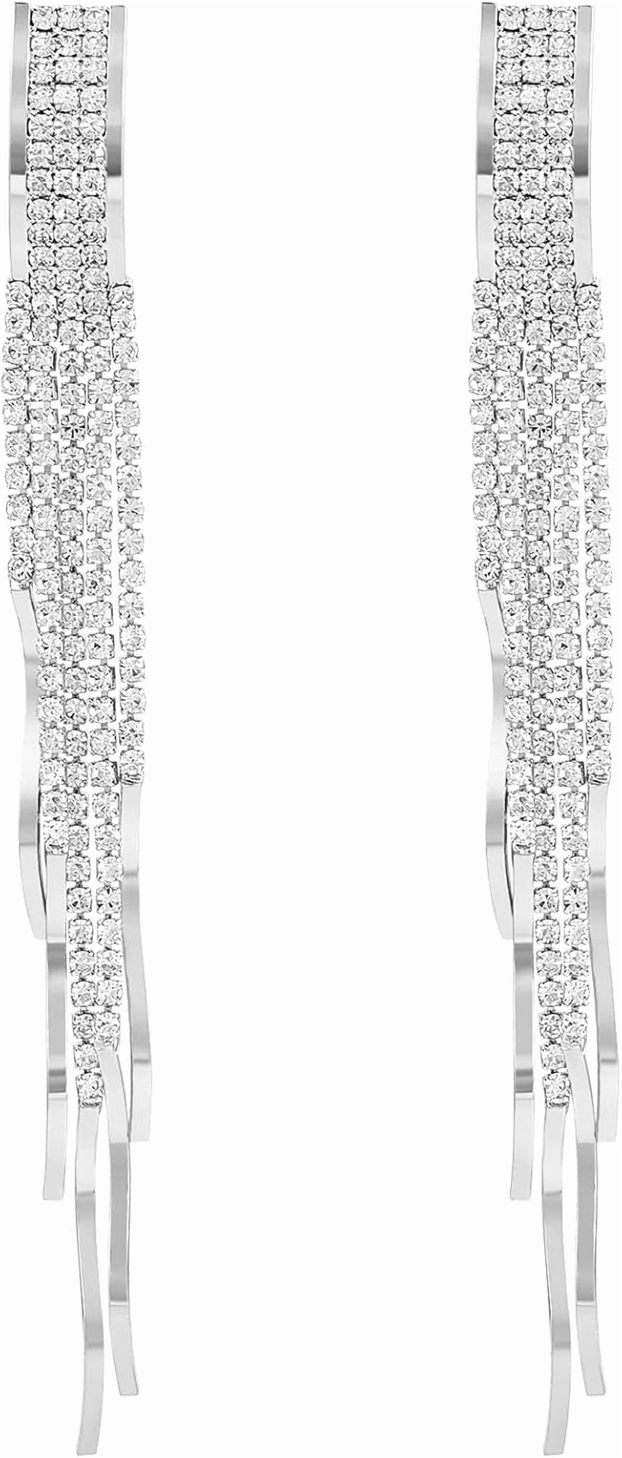 Jumwrit Rhinestone Tassel Earrings For Women | Bohemian Fringe Chandelier Earrings | Statement Drop Earrings For Parties