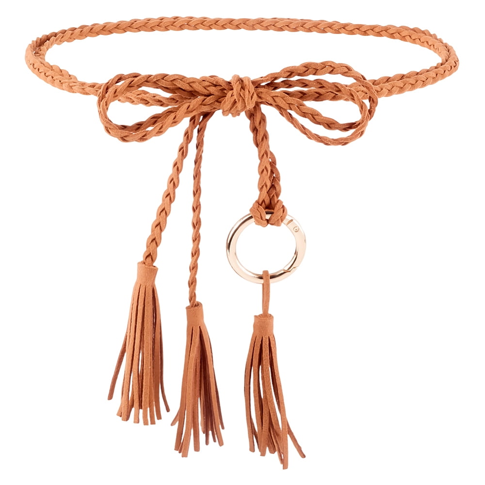 Boho Tassel Waist Belt Rope Women Belts Tie Thin Brown  display picture 2