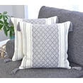 thumbnail image 1 of Boho Tassels Checkered Throw Pillow Covers Grey, 18x18 inch - Set of 2 / Decorative Living Room Plaid Cushion Covers / Farmhouse Designer Woven PillowCases/ Modern Accent Cushion Covers, 1 of 10