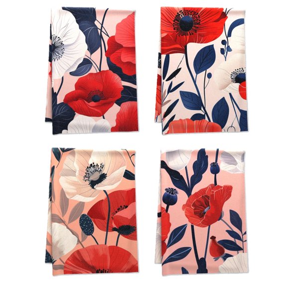 Boho Tea Towel - Wallpaper Nature Textile Print Comfortable Fall Kitchen Decor Durable Reminiscent Farmhouse Towels for Powder Room Home Garden Gym Table - Set Of 4 16x24inch