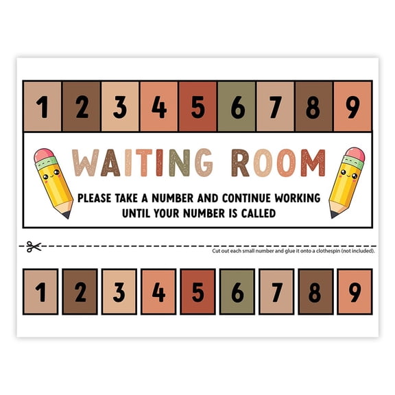 Boho Teacher Waiting Room Sign Take a Number Classroom Poster Student Management Visual Aid 8.5x11