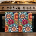 thumbnail image 1 of Boho Teal Flower Kitchen Towels Set of 4, Spring Bohemia Chic Red Yellow Floral Absorbent Dish Towels for Kitchen, Microfiber Hand Towel, Quick Drying Tea Towel for Cleaning Decorative Dishcloths, 1 of 7