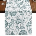 thumbnail image 1 of Boho Teal Green Floral 70 Inch Table Runner, Vintage Farmhouse Paisley Leaf Farmhouse Dresser Scarf Cotton & Linen Tablerunner for Dining/Kitchen Island/Holiday Party Décor 13" x 70", 1 of 9