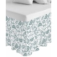 thumbnail image 1 of Boho Teal Green Floral Wrap Around Bed Skirts for King Bed 18" Drop,Bed Skirt with Adjustable Elastic Belt Dust Ruffle Bed Valance for Bedroom Hotel Vintage Farmhouse Paisley Leaf Bed Frame Cover, 1 of 7