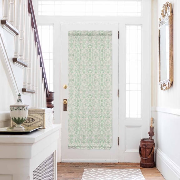 Boho Teal Pattern Door Curtains for Door Window, French Sidelight Front Back Door Curtains With Tieback, Modern Geometric Southwestern Vintage Kitchen Rod Pocket Drapes Panel, 25"x72"