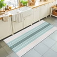 Boho Teal Striped Minimalist Geometric Background Rectangle Rug 2'x6 ...