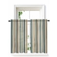 thumbnail image 1 of Boho Teal Stripes Curtains 45 Inch Length, Sheer Curtains for Bedroom Living Room Window Bohemian Vertical Striped Geometric Rod Pocket Drapes Kitchen Curtains Small Half Window 42"x45" 2 Panels, 1 of 6