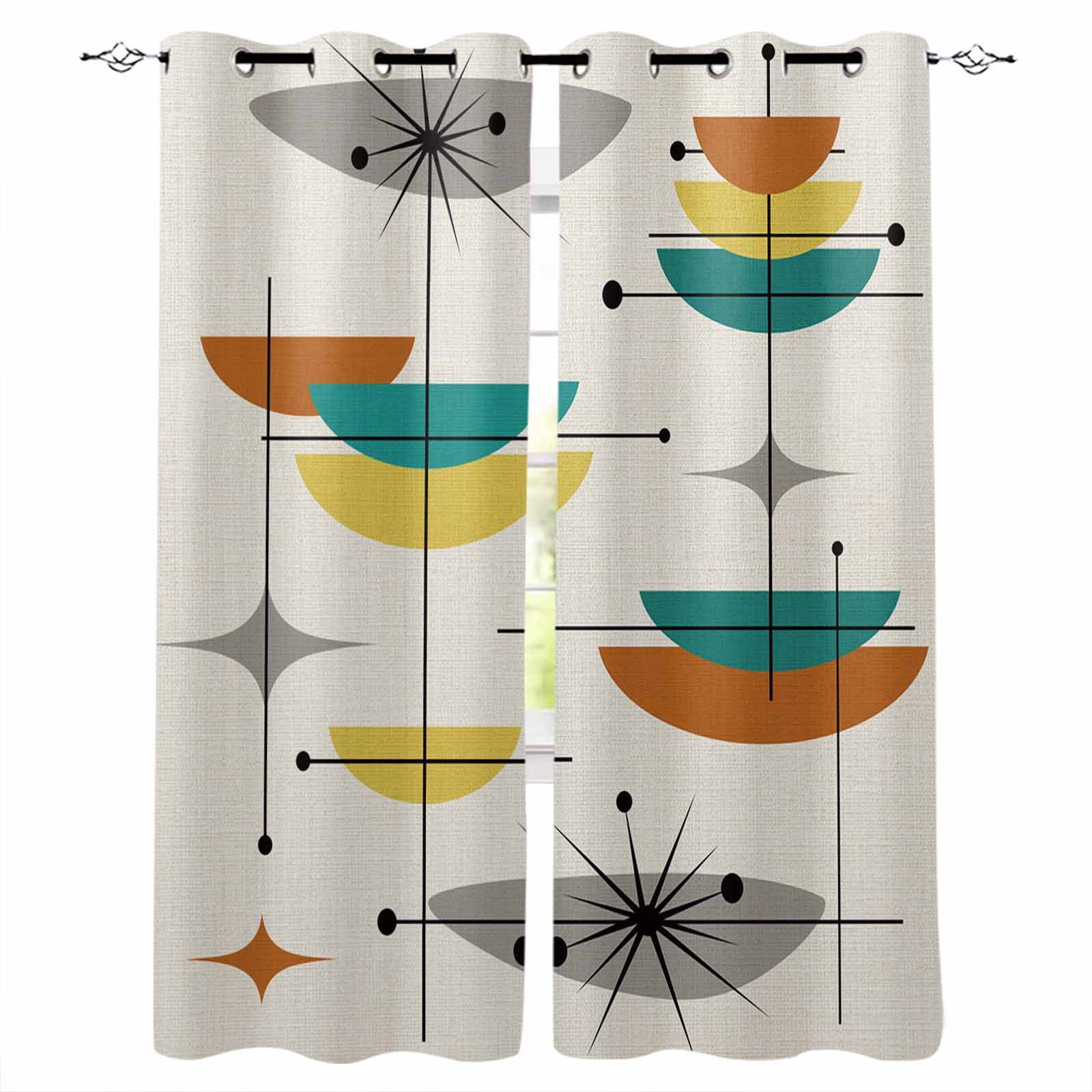 Boho Teal Yellow Orange Grey Blackout Curtains for Bedroom Living Room ...