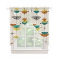 thumbnail image 1 of Boho Teal Yellow Orange Grey Swag Valances for Windows, Middle Century Geometric Rod Pocket Sheer Valances for Large Windows, Swag Toppers Light Filtering for Kitchen Living Room 2 Panels 36''x63'', 1 of 6