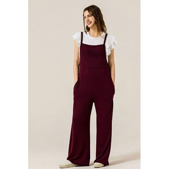 Boho Terry Wide Leg Jumpsuits with Pocket