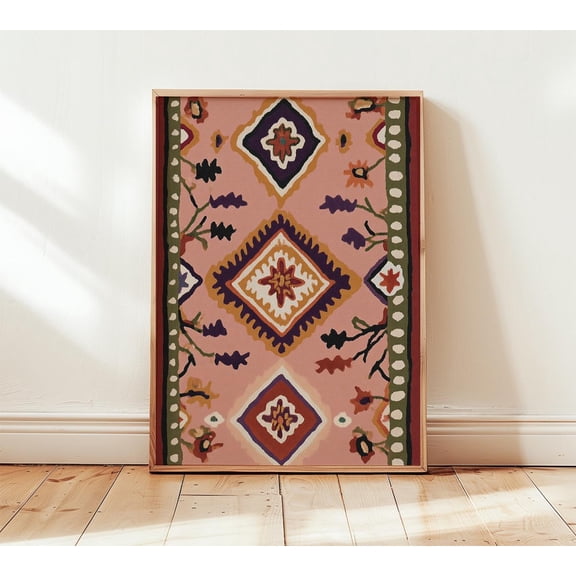Boho Textile Wall Art Print Southwestern Geometric Design