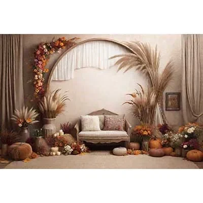 Boho Thatch Party Background Photography Cowboy Bohemia Autumn Photoz Backdrop Childr Studio Photoz Accessories