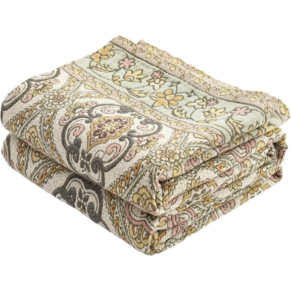 Boho Throw Blanket 60" x 80", 100% Organic Cotton Breathable Skin-Friendly Ultra Soft Bed Quilt Throw - Floral Rustic Decor Luxury Reversible Blanket for Sofa Couch Chair and Gift,