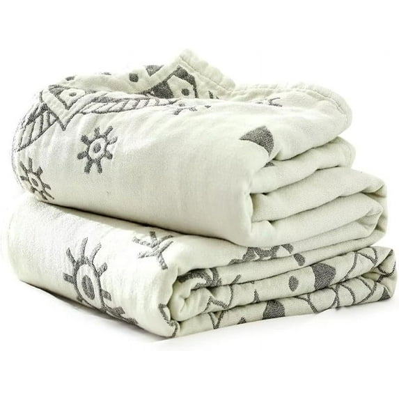 Boho Throw Blanket for Bed - 100% Cotton Ultra Soft Rustic Quilt - Floral Printed Farmhouse Decor Bed Summer Blankets,60"×80" All Season Rustic Throw for Sofa Couch Chair