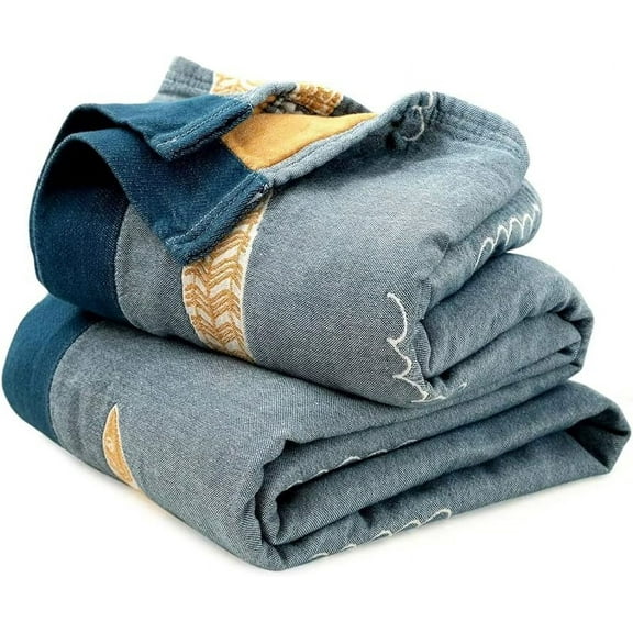 Boho Throw Blanket for Bed - 100% Cotton Ultra Soft Rustic Quilt - Floral Printed Farmhouse Decor Bed Summer Blankets,60"×80" All Season Rustic Throw for Sofa Couch Chair