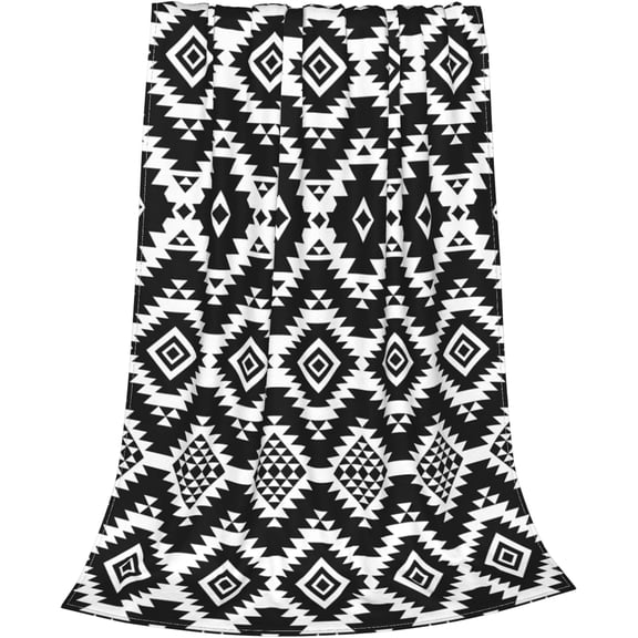 Boho Throw Blanket Black and White Decorative \u200bBlankets Lightweight Cozy Soft Flannel Bohemian Bed Blanket for Living Room Couch Chair Sofa 30" x 40"