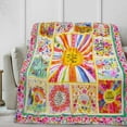 thumbnail image 1 of Boho Throw Blanket All Season Patchwork Bohemian Blankets with Sun Floral Rainbow for Sofa Bed Couch Travel Flannel Super Soft Warm and Cozy Gifts Blanket 50"x60", 1 of 1