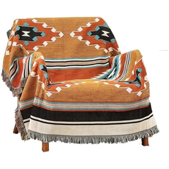 Boho Throw Blankets Southwestern Bed Throws Cover Reversible Green Aztec Southwest Blanket for Couch Chair Sofa Home Outdoor Beach Car Tent Travel Camping 51"x63"