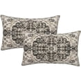 thumbnail image 1 of Boho Throw Pillow Covers 12x20 Set of 2, Black Brown Carpet Pattern Pillow Covers Ethnic Rustic Farmhouse Cushion Cases Linen Decorative Gifts for Couch Sofa Indoor Outdoor, 1 of 5