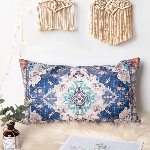 Boho Throw Pillow Covers 12x20 inch Monaco Rug Persian Carpet Double Sided Pattern Cotton Soft Pillow Case Cushion Cover Pillowcase for Couch Sofa Bed Decorative (Green)