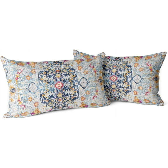 Boho Throw Pillow Covers 12x20 inch Set of 2 Burnt Blue Yellow Terracotta Rust Colored Throw Pillows Double Sided Boho Home Soft Decor for Bedroom Living Room Couch & Sofa (No Inserts)