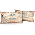 thumbnail image 1 of Boho Throw Pillow Covers 12x20 inch Set of 2 Monaco Rug Persian Carpet Double Sided Pattern Cotton Soft Pillow Case Cushion Cover Bohemian Pillowcase for Couch Sofa Bed Decorative, Orange, 1 of 6